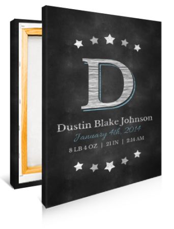 Chalkboard Monogram Birth Announcement
